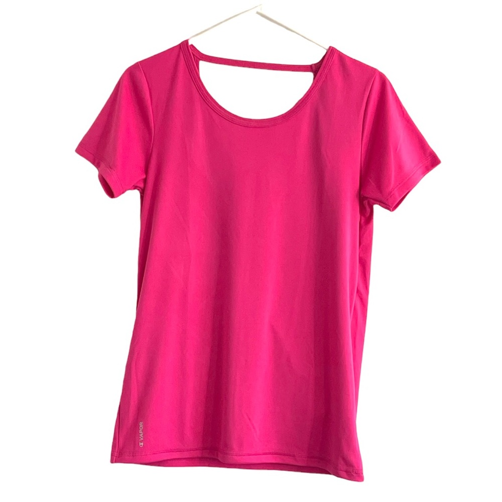 Champion Women’s Size S open Back Athlete Loose Casual Short Sleeve T-Shirt Pink